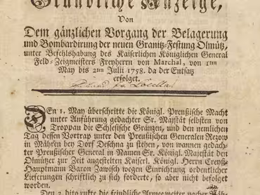 Diarium neboli Zevrubné představení celého průběhu obléhání a bombardování nové hraniční pevnosti Olomouce pod velením císařsko-královského generála-polního zbrojmista svobodného pána von Marchal od 1. května do 2. července 1758, kdy následovalo vysvobození. Olomouc, tiskem a k dostání u Franze Antona Hirnleho, 1758. – Tištěné vydání deníku Johanna Thaddäuse Kniebandla. Vědecká knihovna v Olomouci, sign. 35.846.